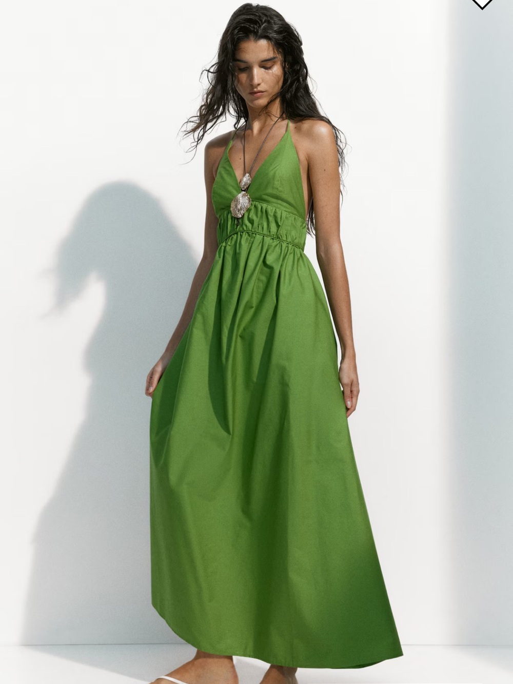 Green Poplin Halterneck Dress